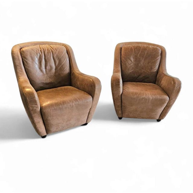 Animal Skin Leather Lounge Chairs from Natuzzi, 1980s, Set of 2 For Sale - Image 7 of 10