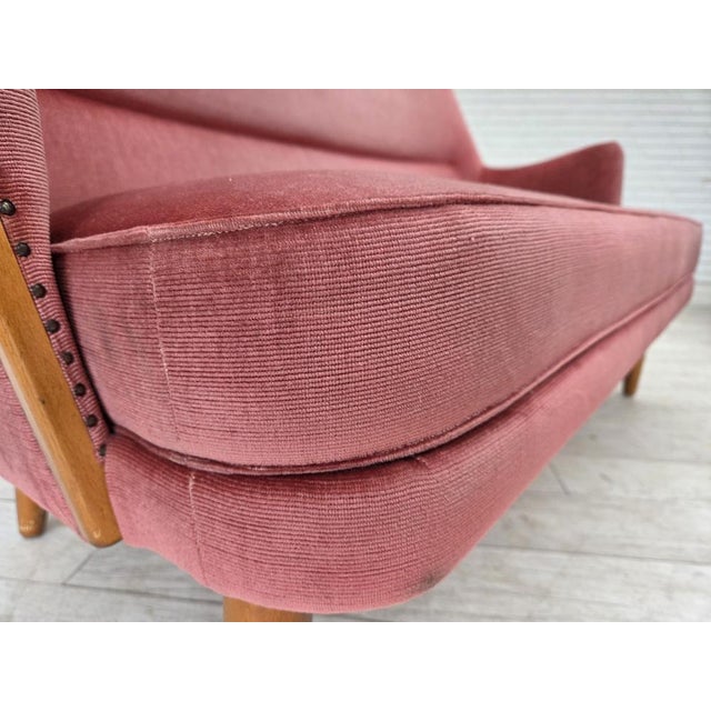Swedish 2-Seater Sofa in Pink Velour and Beech, 1970s For Sale - Image 10 of 18