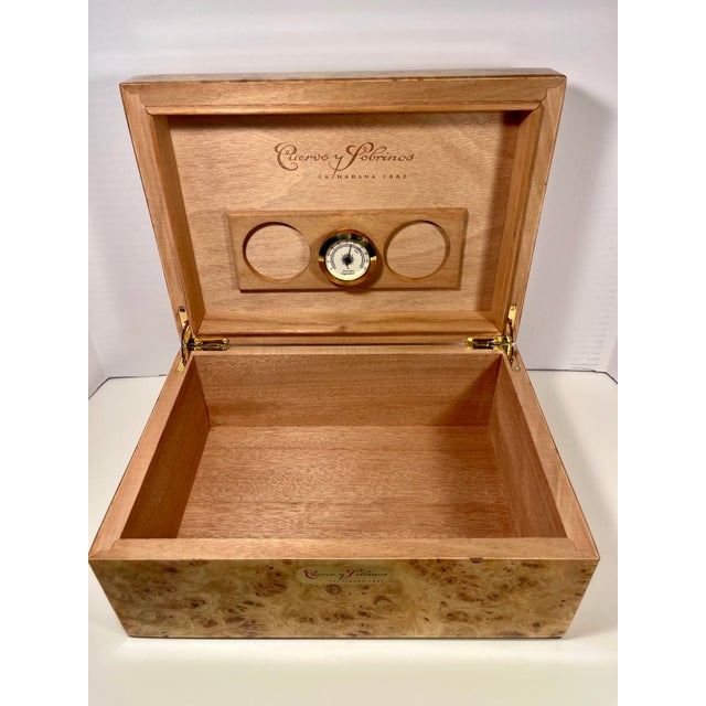 Cuervo Y Sobrinos Swiss-Made Polished Maple Wood Watch & Cigar Presentation Box For Sale - Image 9 of 13