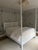 American White Lacquer Bamboo-Style Queen Canopy Bed With Cane Headboard Attributed to Oly Studio For Sale - Image 3 of 5