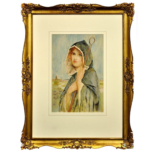 Philip Richard Morris, The Cloaked Shepherdess, Watercolour, 1890s-1910s For Sale