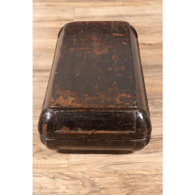 Chocolate Small Antique Chinese Dowry Basket with Distressed Brown Patina For Sale - Image 8 of 12