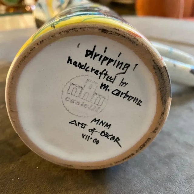 1980s Modernist Hand-Painted Ceramic Jug Vase by M Carbone Per Ceramica Castelli For Sale - Image 6 of 13