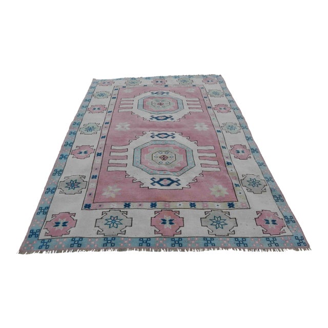 1970s Vintage Geometric Turkish Kars Rugs - 5′9″ × 7′10″ For Sale