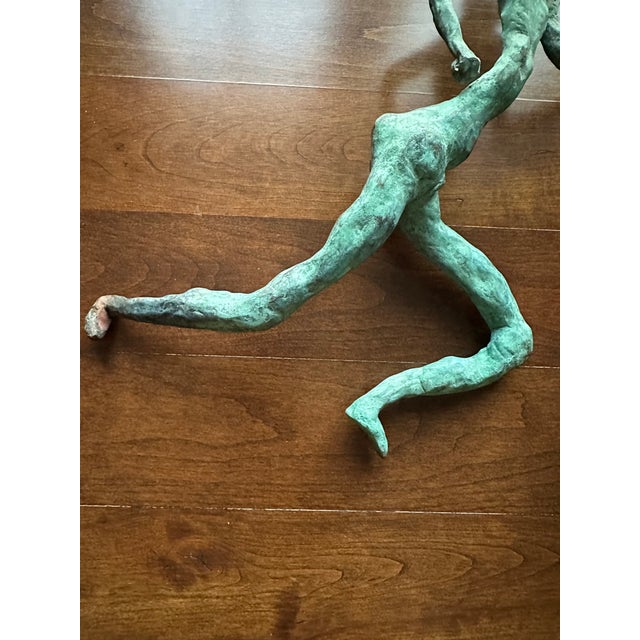Vintage Bronze 14.5” Brutalist Running Figure For Sale - Image 9 of 16