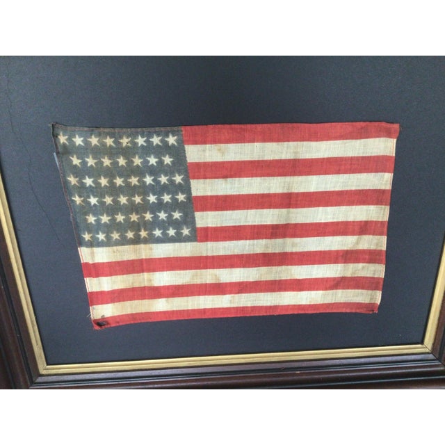 American Antique American Flag 46 Staggered Star Design 1907- 1912 for the Inclusion of Oklahoma. For Sale - Image 3 of 4
