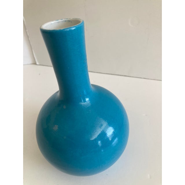 Ming Style Turquoise Small Porcelain Vase Mid Century For Sale - Image 4 of 8