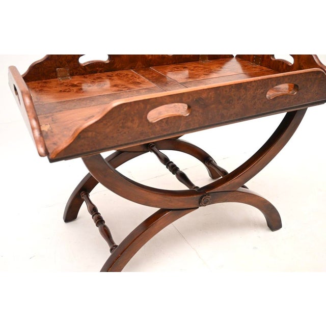 Brown Burr Elm Butler's Tray Top Coffee Table, 1930s For Sale - Image 8 of 11