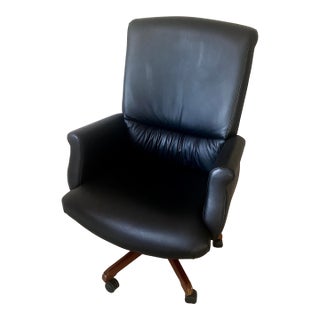 Executive Kimball International Executive Black Leather Office Desk Chair Excellent Mint Condition For Sale