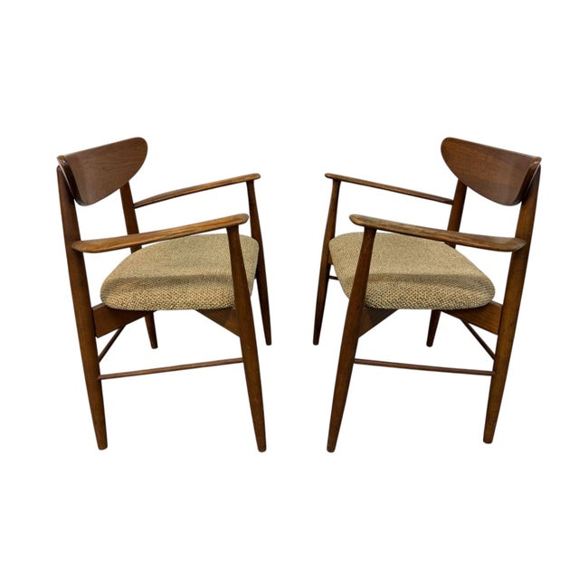 Mid-Century Modern Walnut & Oak Arm Chairs - Set of 2 For Sale - Image 4 of 7