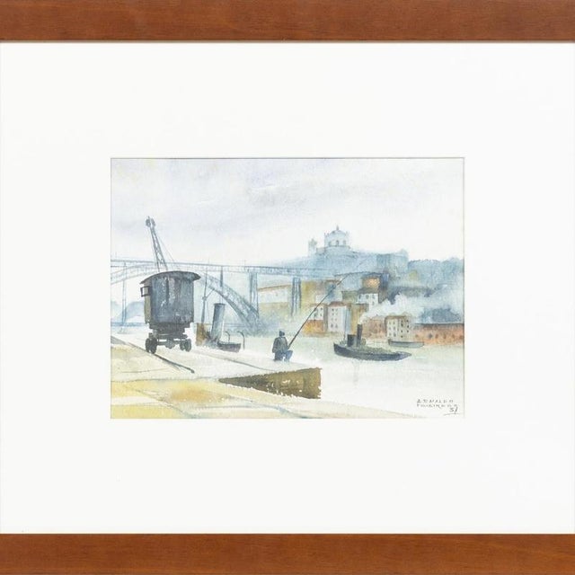 Arnaldo Figueiredo, Cais da Ribeira-Porto, Watercolor For Sale - Image 6 of 6