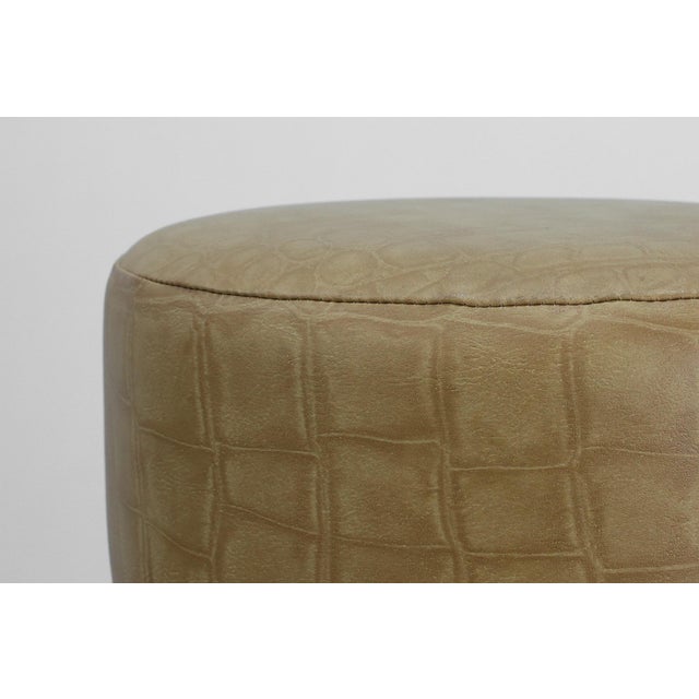Vintage French Stool in Faux Leather and Wood, 1960 For Sale - Image 9 of 11