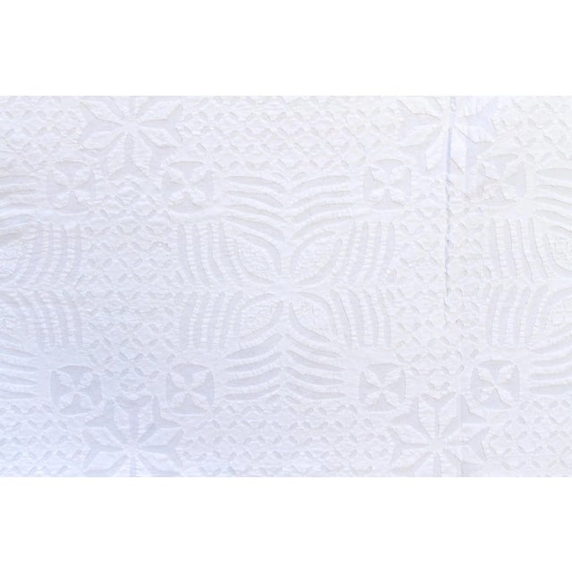 1990s Lily of the Valley Floral Applique Bedcover For Sale - Image 5 of 7