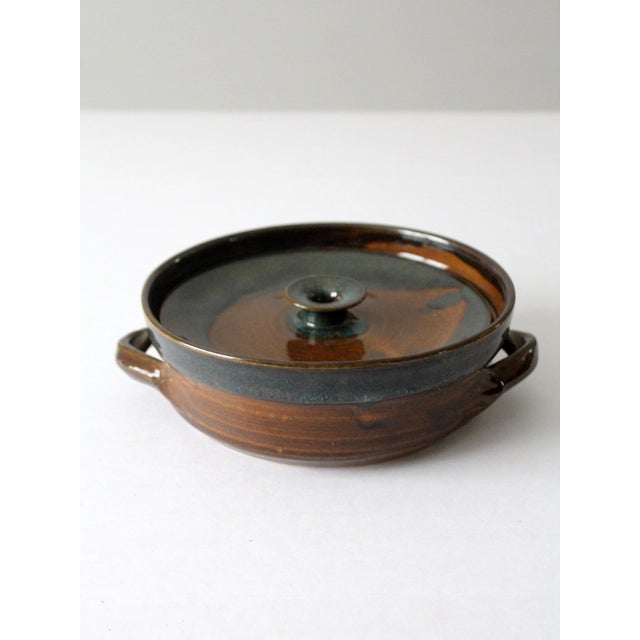 Vintage Handmade Studio Pottery Serving Bowl With Lid For Sale - Image 6 of 12