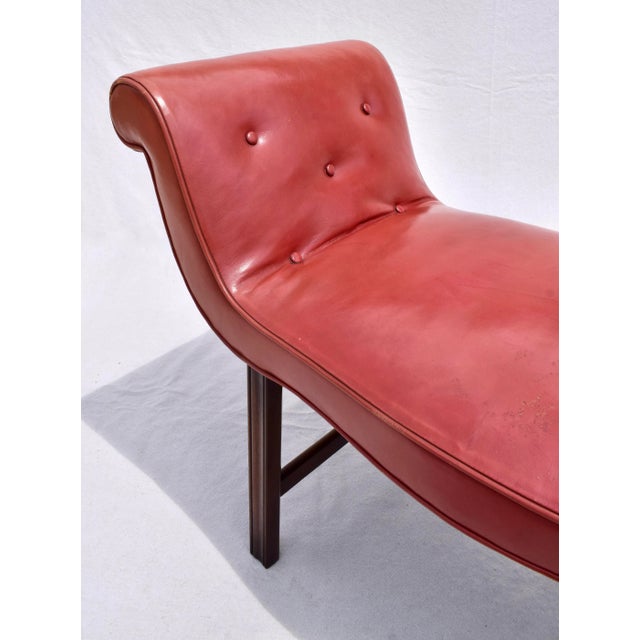 Antique Chippendale Window Benches, Mahogany & Leather, England, 1940s For Sale - Image 4 of 13