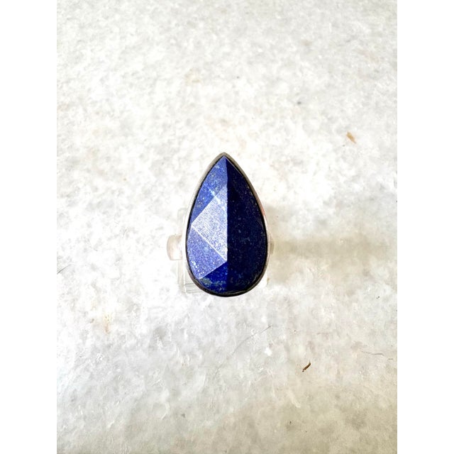 Gorgeous Sterling Silver and Faceted Lapis Cocktail Ring.