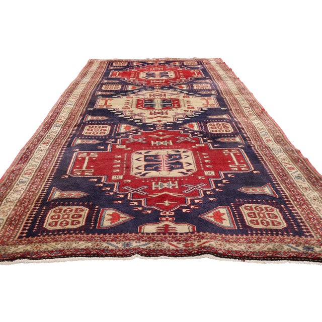 Mid-Century Modern Vintage Persian Ardabil Rug Runner, 04'07 X 10'06 For Sale - Image 3 of 10
