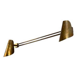 Paavo Tynell Style, Large Double Wall Sconce, Pierced Brass, Finland, 1950s For Sale