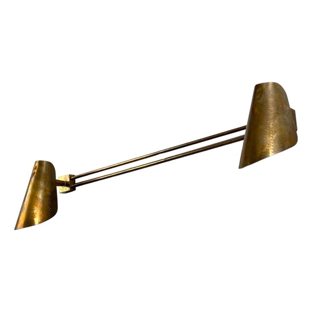 Paavo Tynell Style, Large Double Wall Sconce, Pierced Brass, Finland, 1950s For Sale