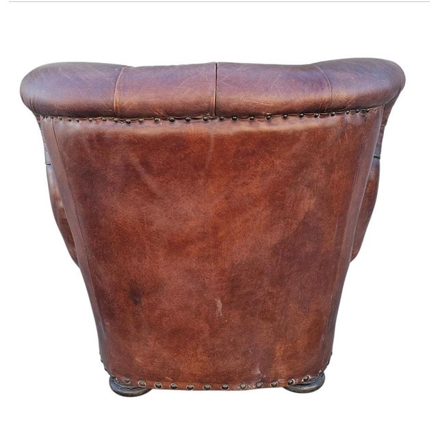 Restoration Hardware Restoration Hardware Churchill Tufted Leather Armchair For Sale - Image 4 of 18