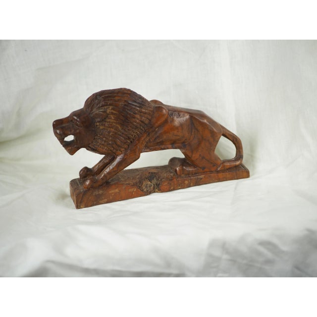 Early 20th Century Early 20th French Carved Walnut Wood Lion For Sale - Image 5 of 9