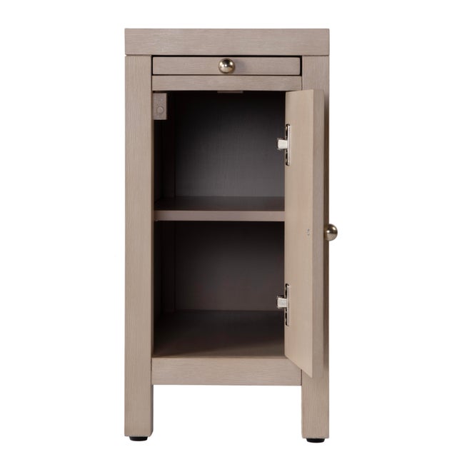 Wood Nora 12 in. W Rectangular Wood 1 Door Narrow End Table with Pull-Out Tray, Antique Taupe For Sale - Image 7 of 11