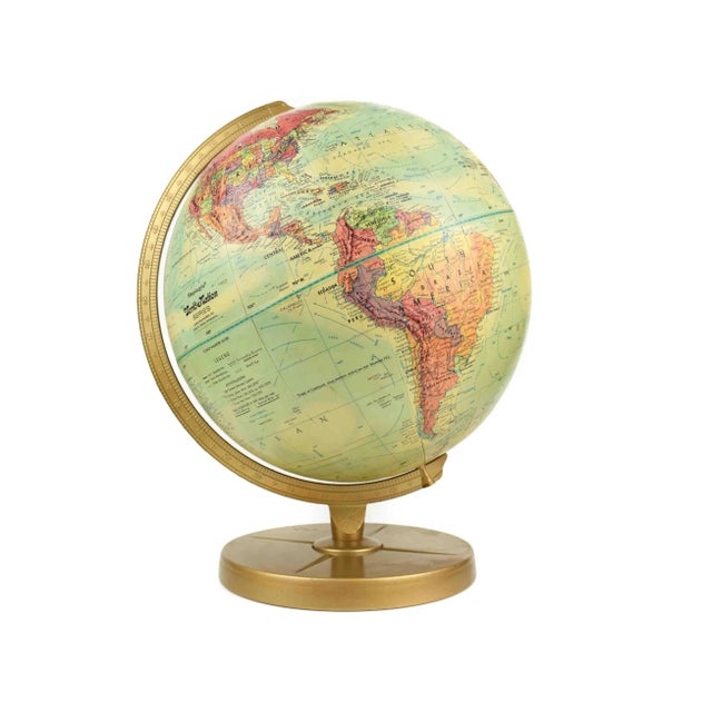 Stunning mid century modern table top rotating Replogle World Nation Globe. It is beautiful piece to enhance any home or...