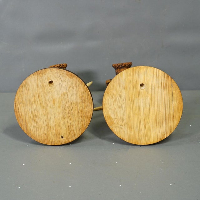 Brown A Pair Great Black Forest Wall Sconces With Deer Antlers, Germany Ca. 1950 For Sale - Image 8 of 8