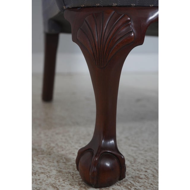 Blue Pair Kindel Philadelphia Clawfoot Wing Back Chairs For Sale - Image 8 of 18
