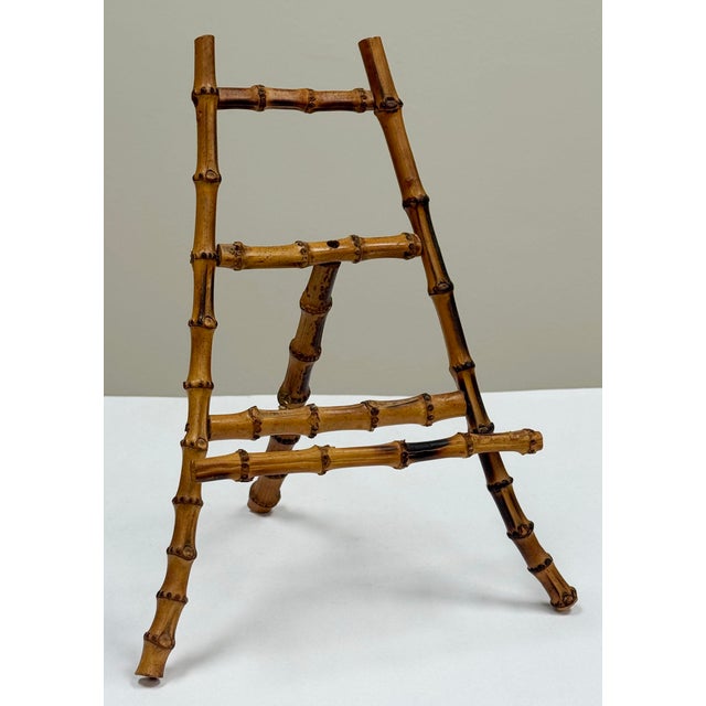 Chinoiserie Vintage Large Faux Bamboo Table Easel For Sale - Image 3 of 7
