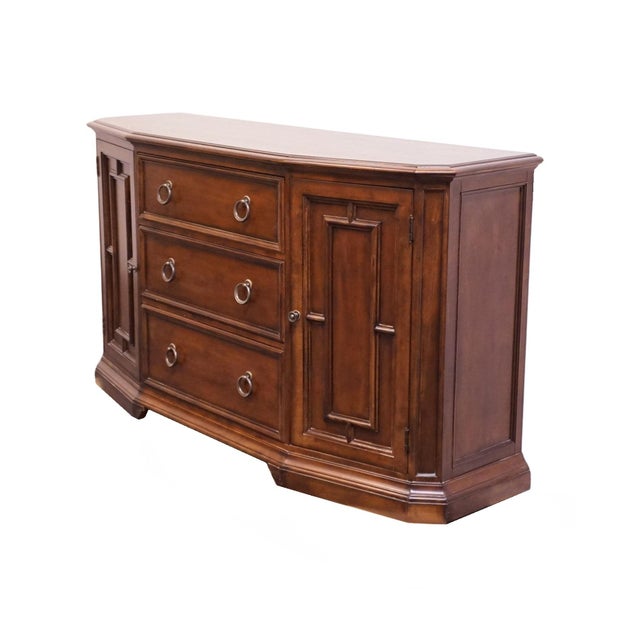 BERNHARDT FURNITURE Contemporary Traditional Style 72" Secretary Buffet w. Flute Cut Cherry Veneers 327-132 40.75" High...