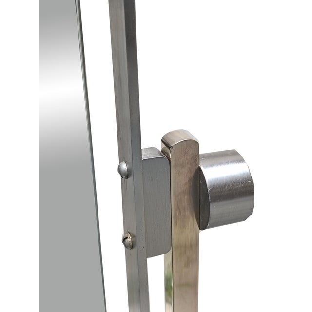 Metal Chrome-Plated Brass Floor Standing Cheval Mirror, Italy, 1960s For Sale - Image 7 of 11