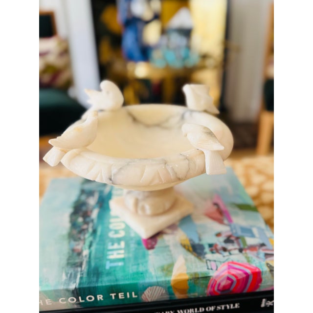 Vintage Large Alabaster Bird Bath- Vintage Marble Bird Bath For Sale - Image 4 of 12