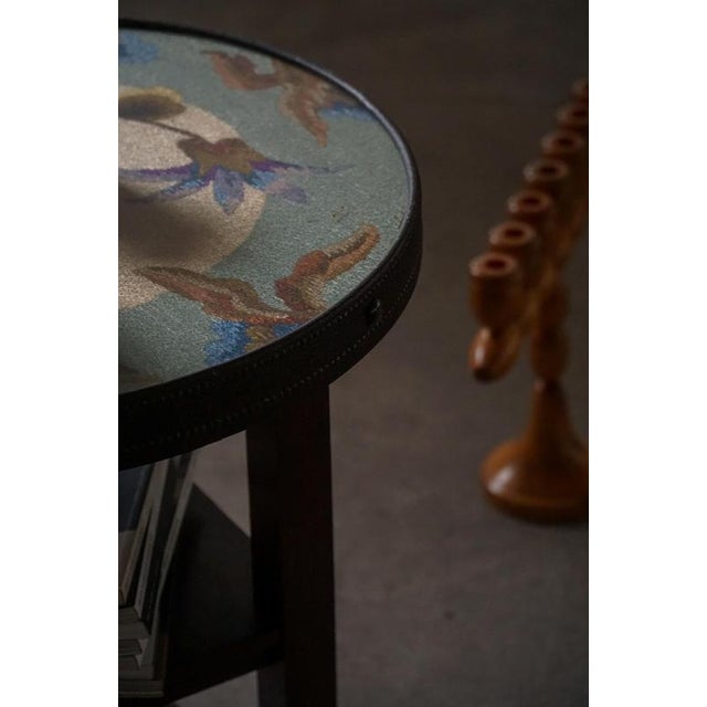 Vintage Danish Round Side Table with Floral Glass Top, 1920s For Sale - Image 18 of 18