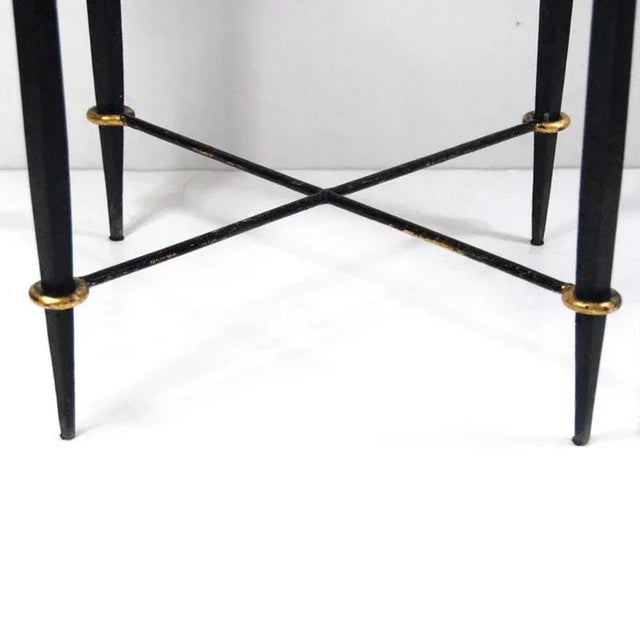 Black Antique French Metal and Glass Side Table, 1920s For Sale - Image 8 of 9