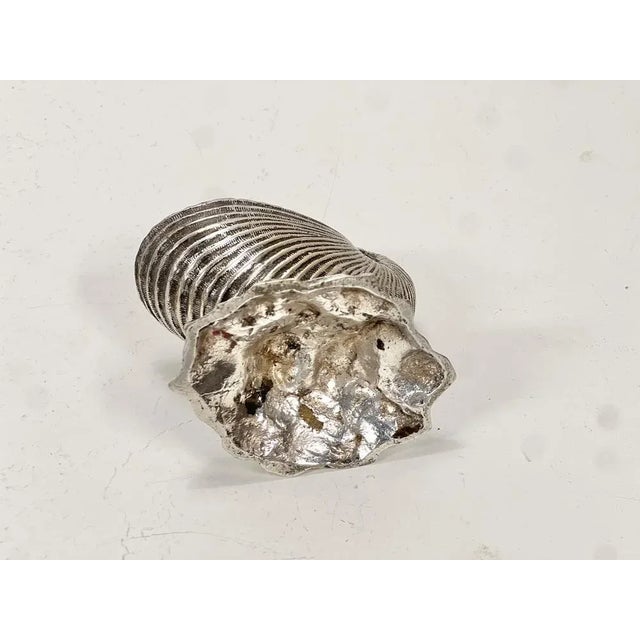 Vintage Art Deco Nautilus Shell Salt Cellar in Metal, 1930s For Sale - Image 9 of 10