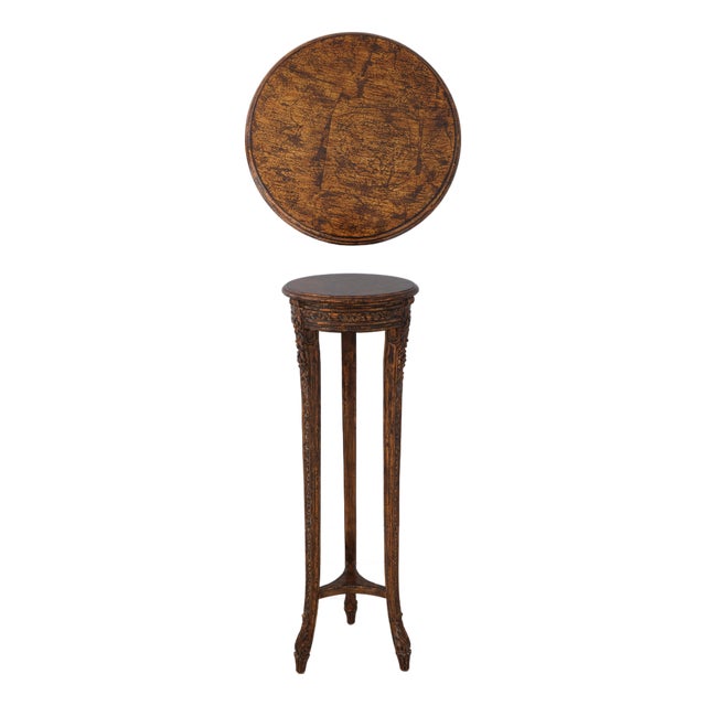 Carved French Style Round Pedestal Table For Sale