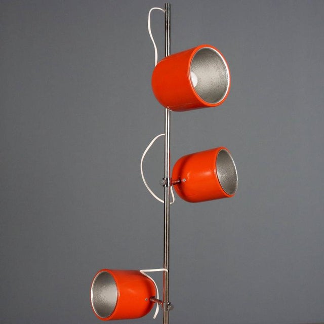 Vintage Orange Enameled Metal Lamp For Sale - Image 5 of 9