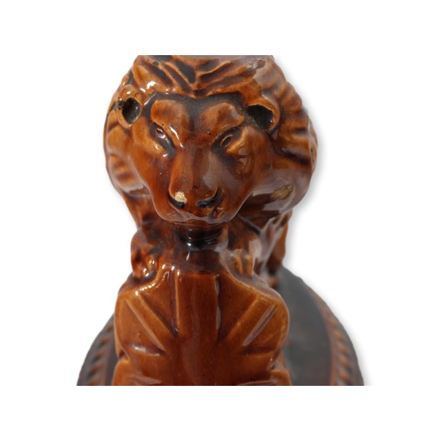 Ceramic Antique Rockingham Glaze Lion For Sale - Image 7 of 7