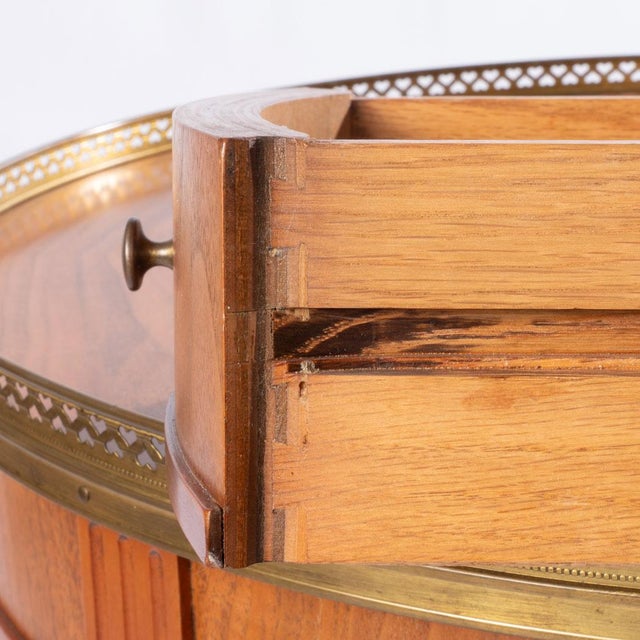 Mid 20th Century Round Table With Brass Gallery and Brass Top Feet For Sale - Image 9 of 10
