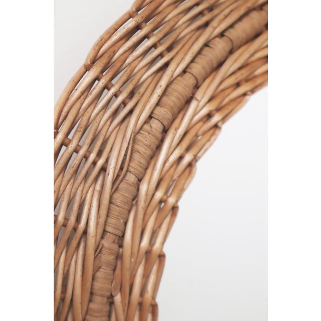 Wood Mid-Century Modern Oval Wall Mirror in Hand-Woven Willow, 1960s For Sale - Image 7 of 10