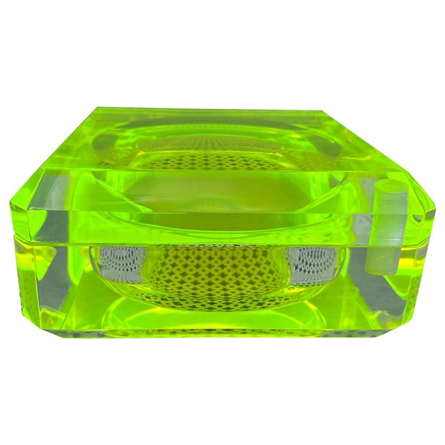 Vintage Lucite Faceted Swivel Top Candy Dish with Neon Infusion For Sale - Image 15 of 18