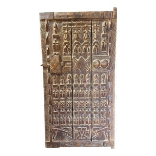 Vintage Dogon Granary Door With Nommo Ancestors Mali African 47.75" H For Sale