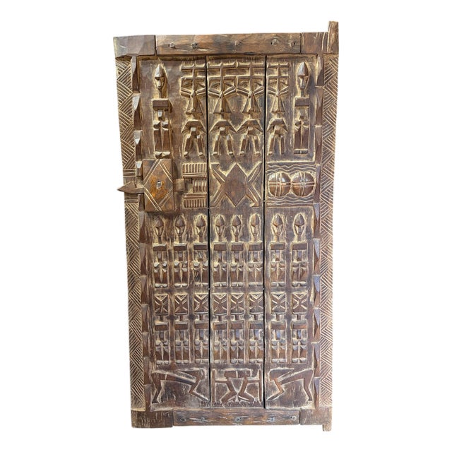 Vintage Dogon Granary Door With Nommo Ancestors Mali African 47.75" H For Sale