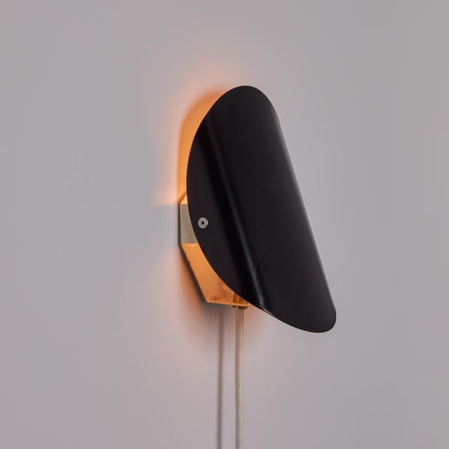 1960s Bent Karlby Model 23.3010 Black & White Adjustable Plug-in Wall Lamp for Lyfa For Sale - Image 10 of 18