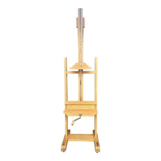 Solid Oak English Easel Restoration Hardware for Television For Sale