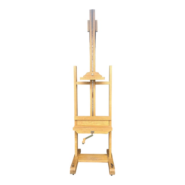 Solid Oak English Easel Restoration Hardware for Television For Sale