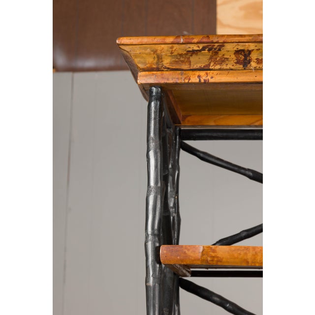 Mid-Century Modern Midcentury Tall French Black and Brown Faux Bamboo Shelves, a Pair For Sale - Image 3 of 12