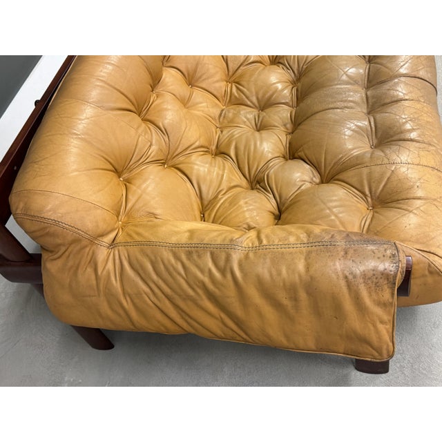 1960s Yellow Leather Mp-41 Brazilian Loveseat Sofa Attributed to Percival Lafer For Sale In Boston - Image 6 of 10