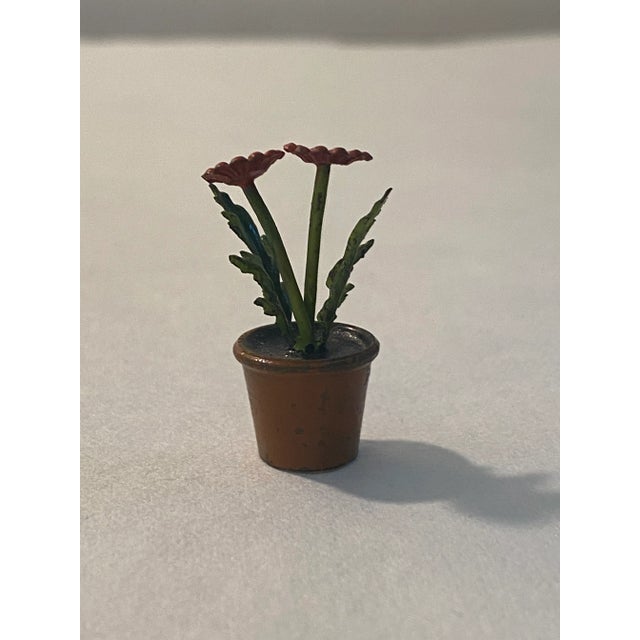 Traditional Rare Miniature Bronze Cold Painted Potted Flowers For Sale - Image 3 of 8